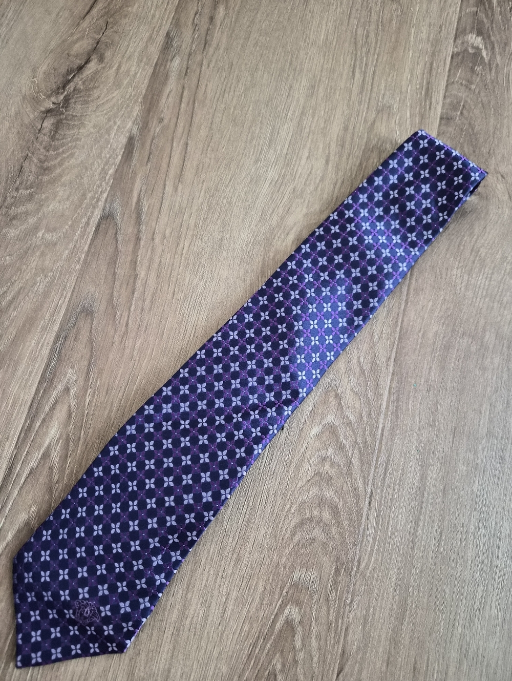 Versace Purple Patterned Silk Tie